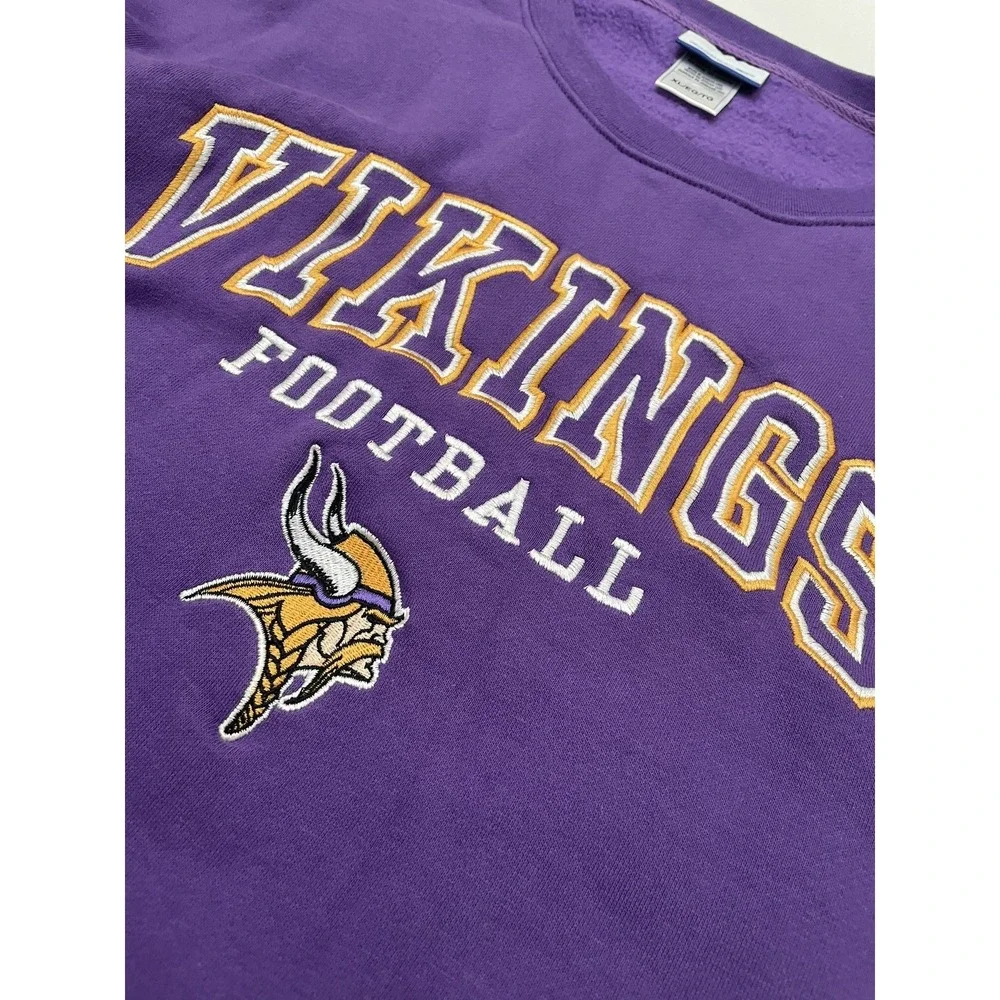 Vintage Y2K Minnesota Vikings Reebok Crewneck Sweatshirt XL Purple Embroidered